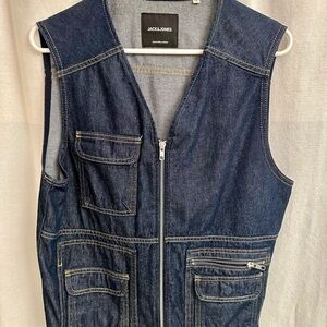 Jack & Jones Men's Dark Blue Denim Vest